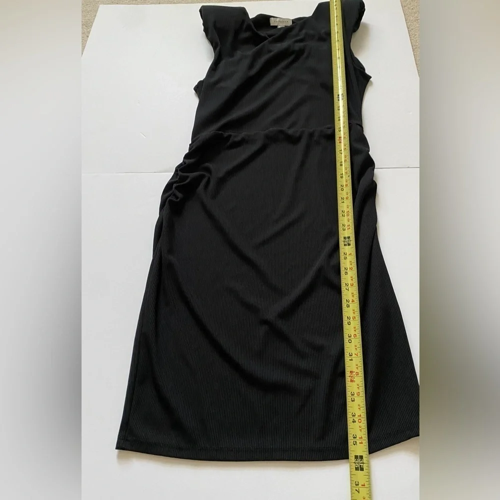 Topshop | Ruched Shoulder Pad Black Sleeveless Dress | Size 8 - Picture 11 of 11